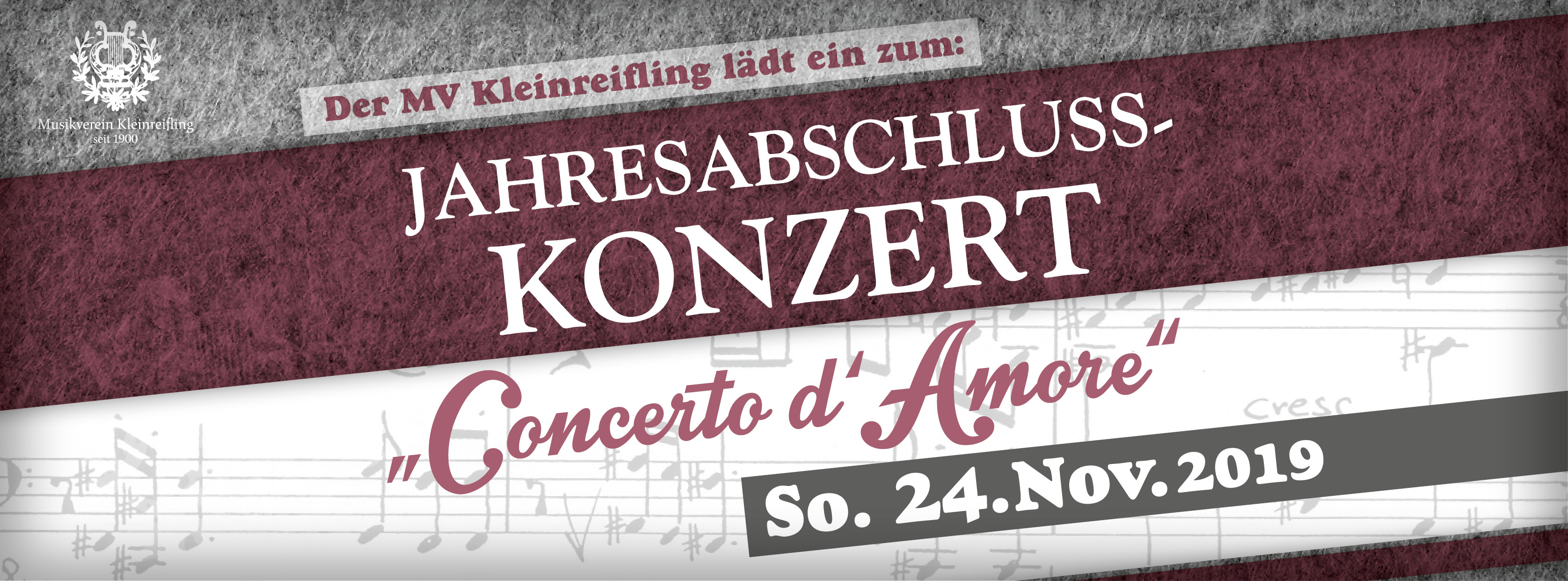 Der MV Kleinreifling lädt ein zum Jahresabschlusskonzert "Concerto d'Amore, So. 24. November 2019